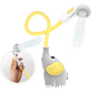 imageYookidoo Baby Bath Shower Head  Elephant Water Pump with Trunk Spout Rinser  Control Water Flow from 2 Elephant Trunk Knobs for Maximum Fun in Tub or Sink for Newborn BabiesYellow