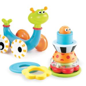imageYookidoo Musical Crawl N Go Snail Toy with Stacker  Promotes Babys Crawling and Walking Rolls and Spins Its Shell As It Moves
