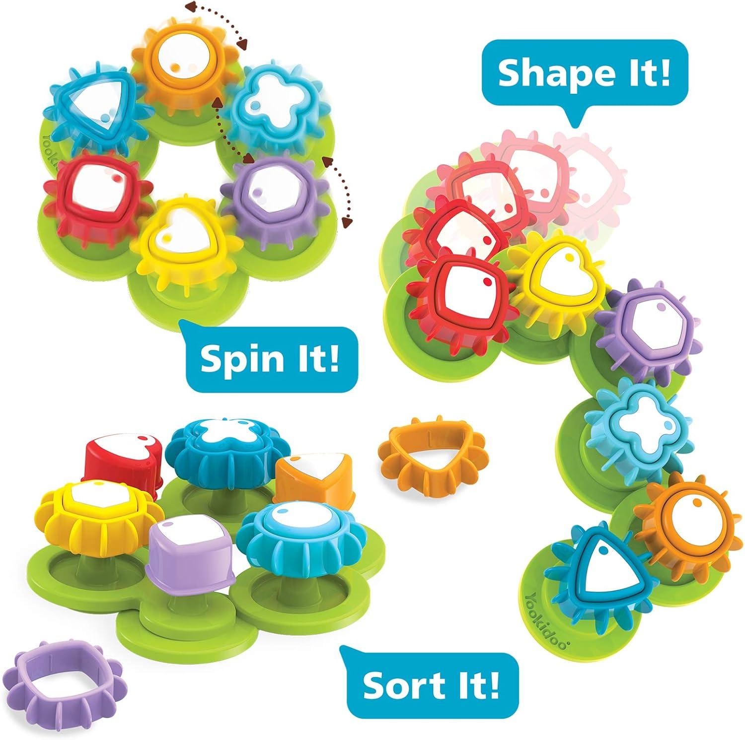 imageYookidoo Shape N Spin Gear Sorter A Developmental Activity Toy for Kids Ages 13 Toddlers Sortering Game with Multiple Colors and Shapes That Also Spins Closed BoxGift Box