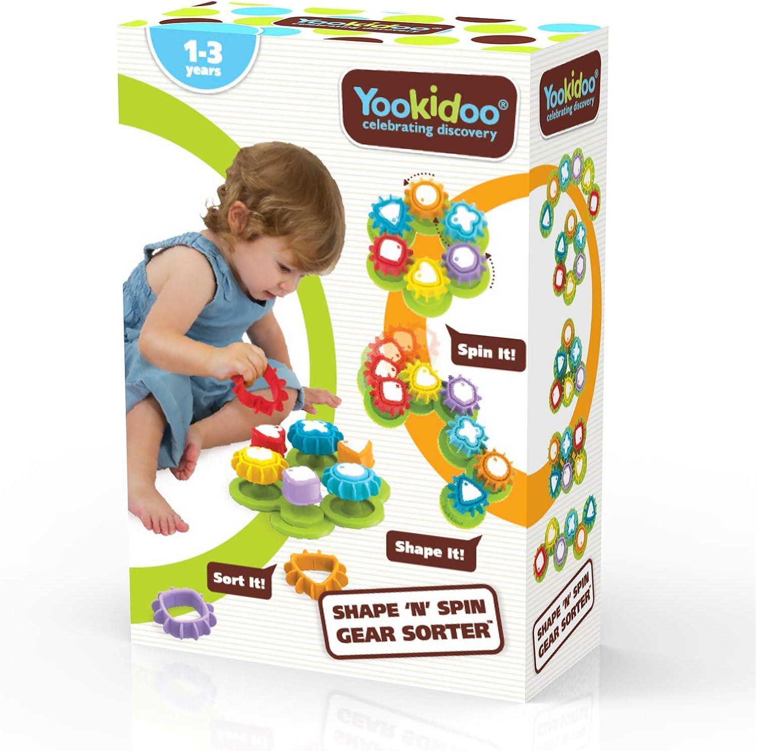 imageYookidoo Shape N Spin Gear Sorter A Developmental Activity Toy for Kids Ages 13 Toddlers Sortering Game with Multiple Colors and Shapes That Also Spins Closed BoxClosed Box