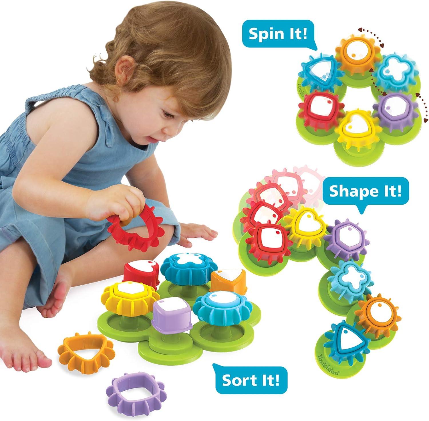 imageYookidoo Shape N Spin Gear Sorter A Developmental Activity Toy for Kids Ages 13 Toddlers Sortering Game with Multiple Colors and Shapes That Also Spins Closed BoxClosed Box