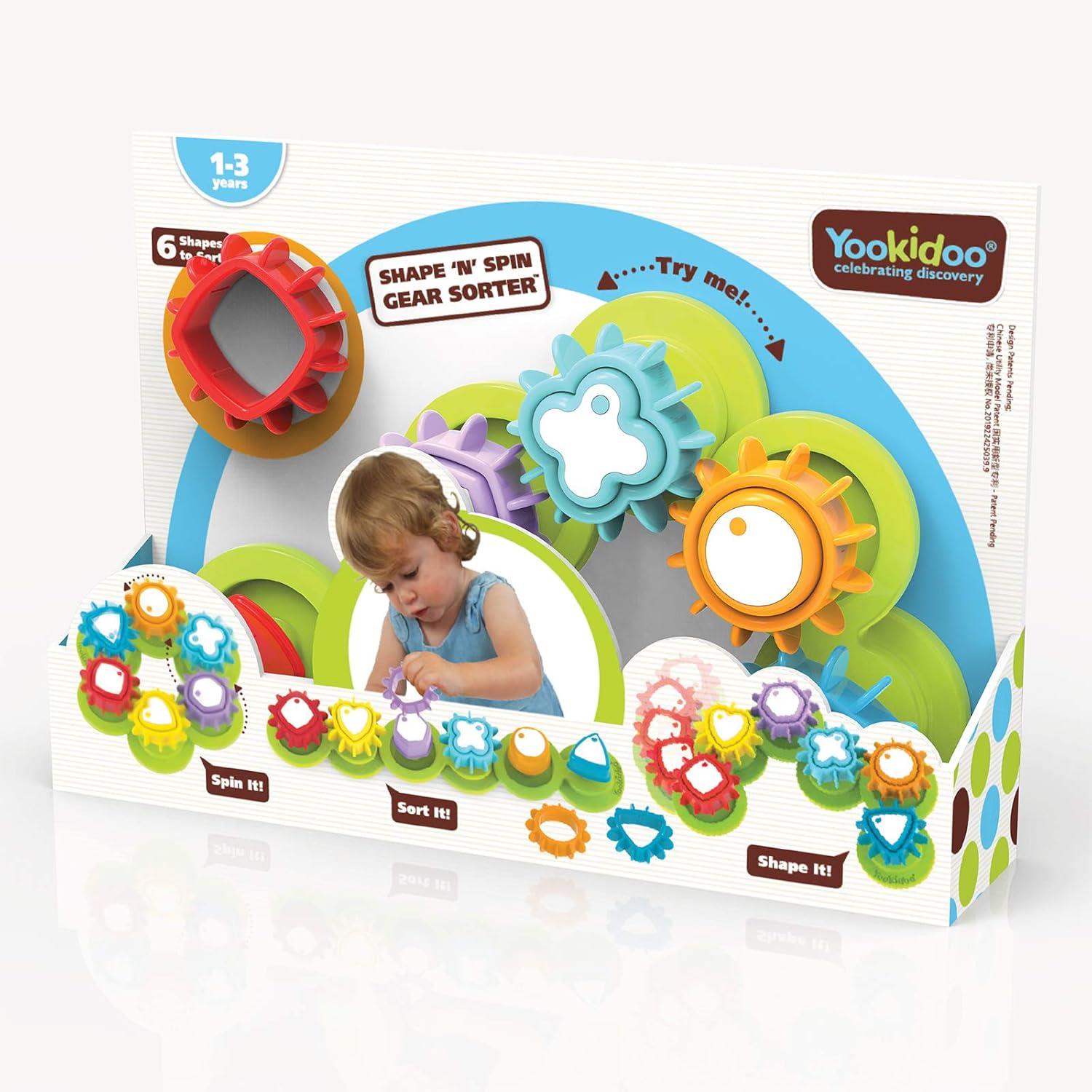 imageYookidoo Shape N Spin Gear Sorter A Developmental Activity Toy for Kids Ages 13 Toddlers Sortering Game with Multiple Colors and Shapes That Also Spins Closed BoxGift Box
