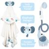imageYookidoo Baby Bath Elephant Shower Head Gift Set  Includes Hooded Towel ampamp Hanger  Control Water from 2 Elephant Trunk Knobs for Max Fun in Tub or Sink Newborns Toddlers Boys Girls Blush PinkCloudy Blue