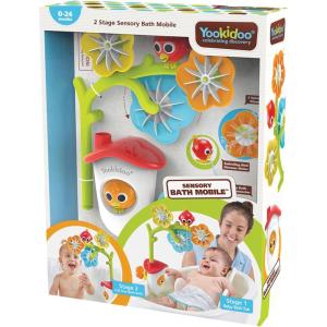 imageYookidoo Baby Bath Mobile  Spinning Flowers and Swiveling Fountain for Newborn and Toddler Bath Time Sensory Development Tub Not Included  Attaches to Any Size Tub Wall  02 yrs