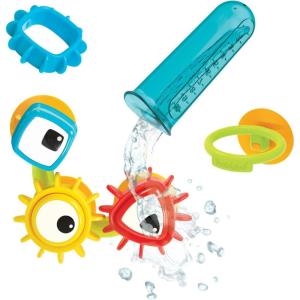 imageYookidoo Baby Bath Toy  Spin N Sort Water Gear  Childrens Sensory Water Wheel Set That Attaches to Any Size Tub  Includes Suction Cups 3 Googly Eye Gears and Pourers