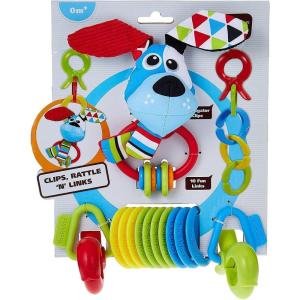 imageYookidoo Clips Rattle N Links A MultiPurpose Set of Clips Fun Links and a MultiTextured Friendly Rattle Can Attach Toys to Baby Gyms Carriers Strollers Dog