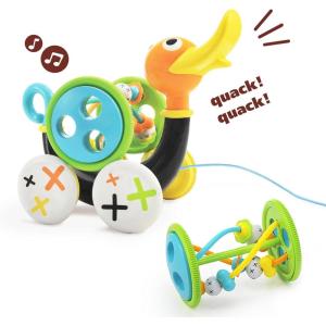 imagePush Pull Along Toy for Baby Duck Whistles As Toddlers Pull It With Bead Coaster Developmental Toys For Ages 13 Years