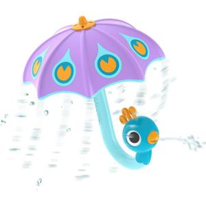 imageYookidoo Baby Bath Toy Ages 13 Green Peacock Umbrella Water Sprinkler with 3 Moving Pieces Mold Free  Fill with Water for Bubbles Spinning ampamp Sprinkler Effects  Toddler Bath Time ampamp Pool FunPurple